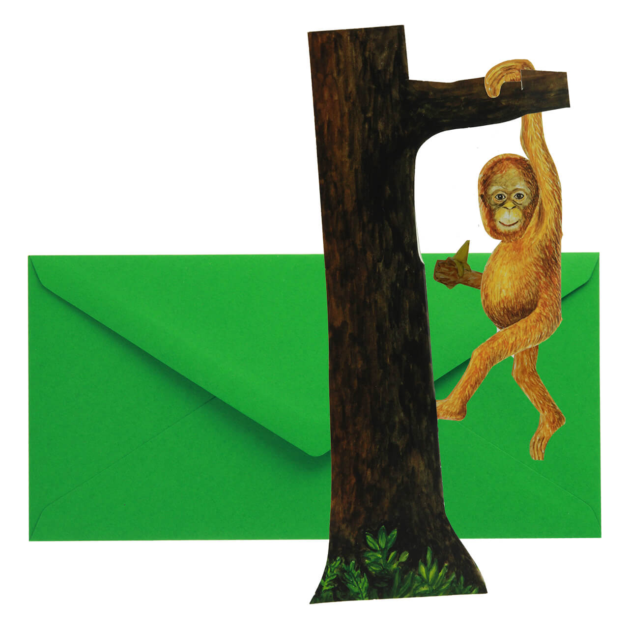 09-6480-4-Grusskarte-Affe-am-Baum-4 Orangutan