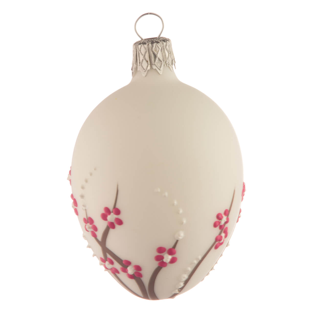 Christmas bauble: Egg - Blossoms (red)