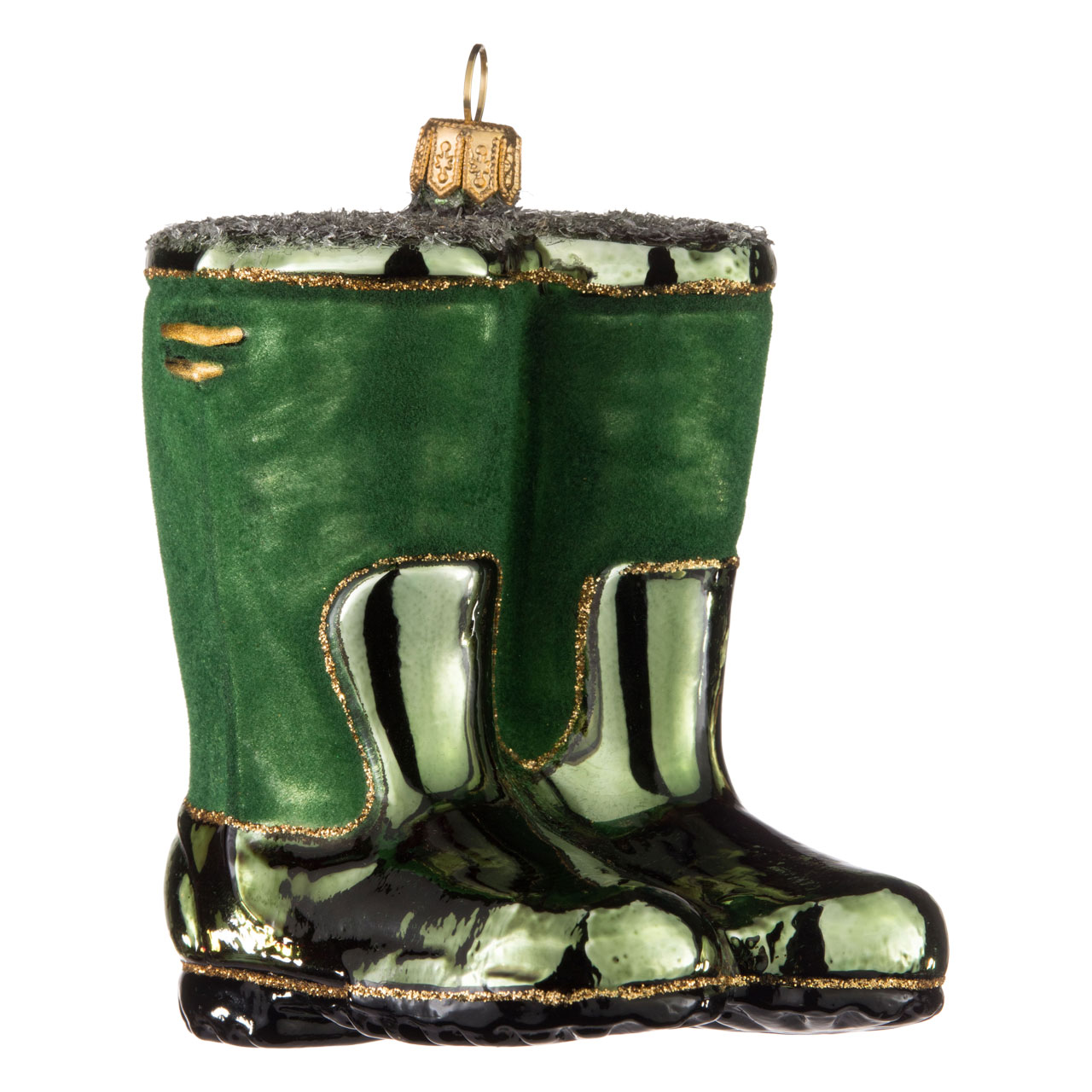 Green rubber boots with suede