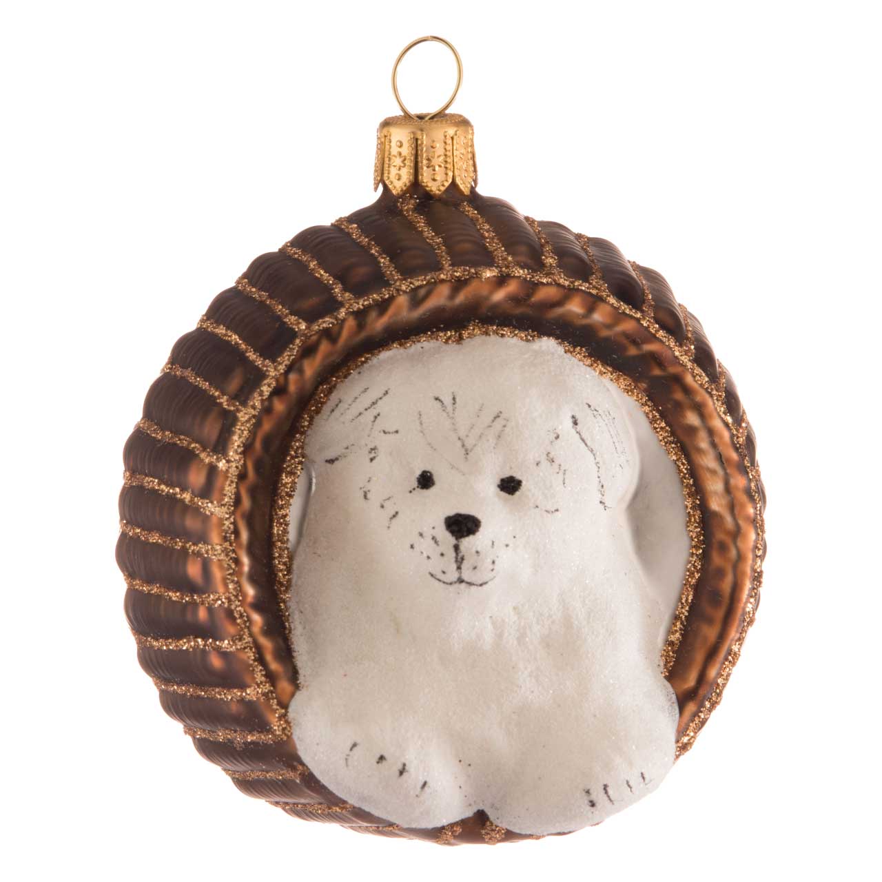 Dog in basket Dog in basket